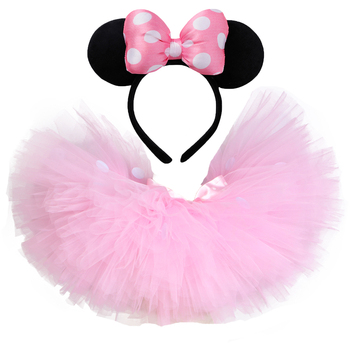 Śliczne różowe spódniczki Minnie Tutu dla dziewczynek - Polka Dot Tutus, puszysty tiul spódnica na urodziny, Halloween i święta bożego narodzenia