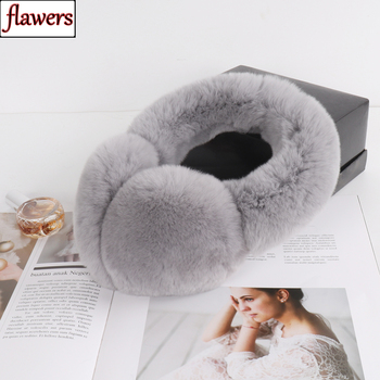 Nauszniki z prawdziwego futra królika Rex dla kobiet - luksusowy model zimowy, ciepły, miękki i puszysty