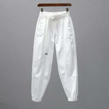 Kobiece białe spodnie 2021 na co dzień, luźne, elastyczne, Plus Size Y694
