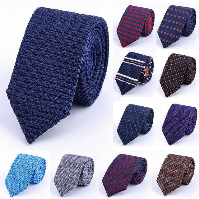Elegancki, obcisły krawat ślubny dla mężczyzn z dzianiny - 6 cm - tanie ubrania i akcesoria