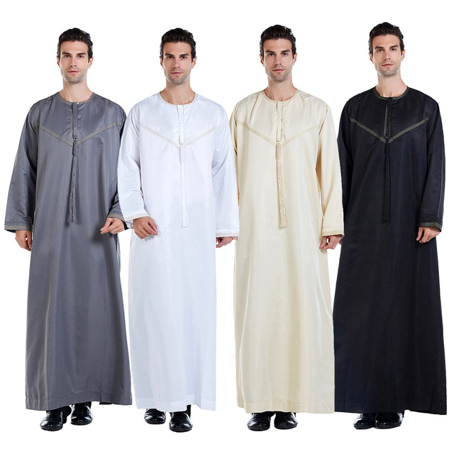 Najnowsze projekty męskiej mody z Dubaju: wzorzyste Abaye i thobe dla muzułmanów - tanie ubrania i akcesoria