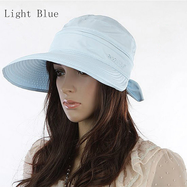 Czapka z daszkiem koreańskiego stylu, szeroki kucyk - Ochrona UV, Bowknot - Damski kapelusz plażowy - tanie ubrania i akcesoria