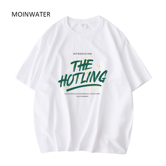 Koszulka damska Moinwater zielony list 100% bawełniana krótki rękaw biała MT21044 - tanie ubrania i akcesoria
