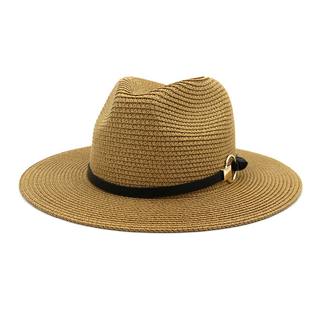 Ręcznie tkany szeroki rond strzelecki Lato Jazz odkryty kapelusz przeciwsłoneczny dla kobiet na plażę i podróżowanie - tanie ubrania i akcesoria