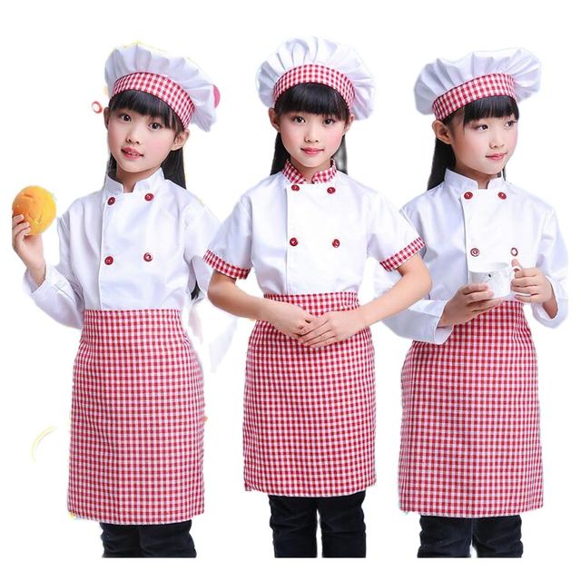 Profesjonalne kostiumy Cosplay dla dzieci kucharz - chłopiec i dziewczęta w małych ubraniach - tanie ubrania i akcesoria