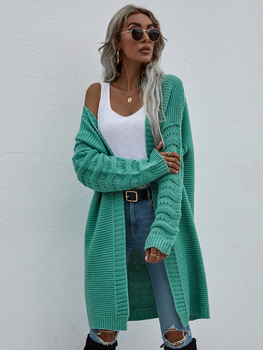 Kobiecy sweter długi wczesna wiosna, jednolity kolor, luźny fason, dzianinowa moda damska