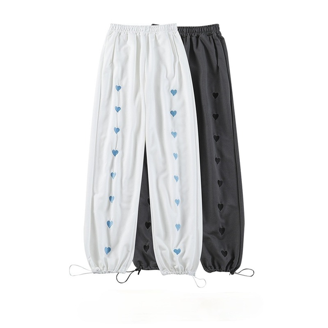 Nowoczesne damskie spodnie capri Casual Style w stylu luźnym marki Ulzzang - kobieca moda z koronkowymi haftami - tanie ubrania i akcesoria