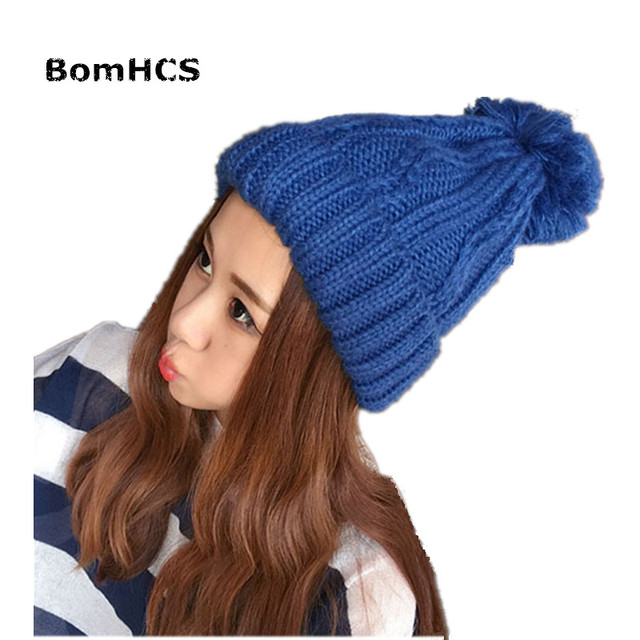 Czapka zimowa damska HCS BomH w koreańskim stylu, ręcznie dziergana - moda i ciepło - tanie ubrania i akcesoria