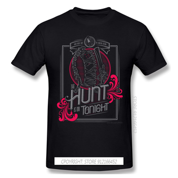 Męska biała koszulka The Hunt z nadrukiem z gry Bloodborne ARPG - letnia koszulka przyjazna dla dużej sylwetki wykonana z bawełny