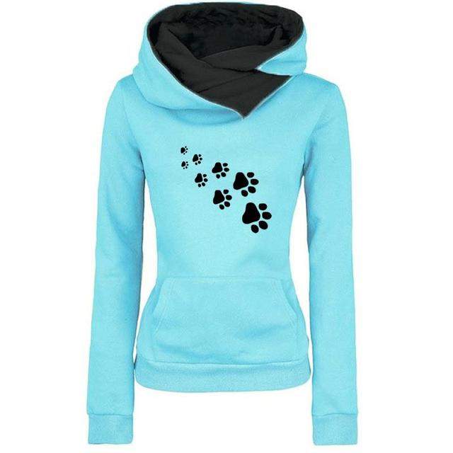 Bluza damskie z nadrukiem kot pies łapa, bawełniana, gruba na zimę lub wiosnę - tanie ubrania i akcesoria