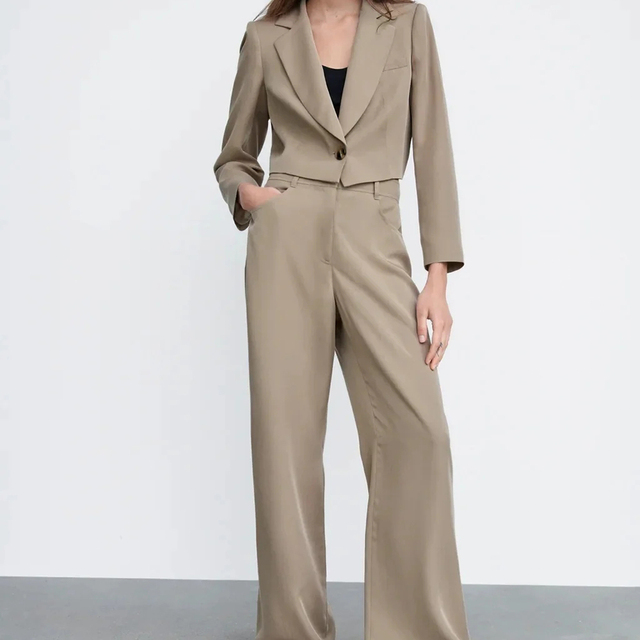Dwuczęściowy zestaw garniturowy Xikom Vintage 2021 dla kobiet - Lady Blazer płaszcz i spodnie slim z wysokim stanem - tanie ubrania i akcesoria