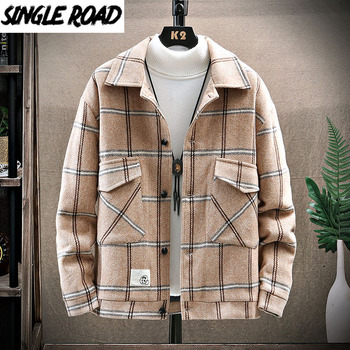 Ciepła męska kurtka zimowa Singload 2021 z koreańskiej bawełny, w kratkę, casualowy płaszcz z podszewką, khaki parka