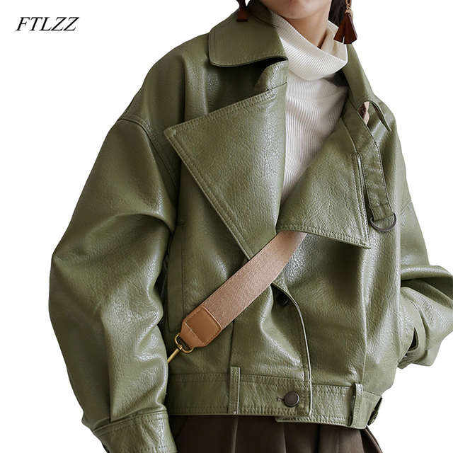Faux skórzane kurtki dla kobiet - wiosna/jesień, krótkie, luźne, skóra PU (czarne i czerwone) - tanie ubrania i akcesoria