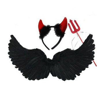 Opaska diablistyczne skrzydła z piórek z motywem Lolita Anime dla dorosłych i dzieci na kostiumy na imprezę Boże Narodzenie