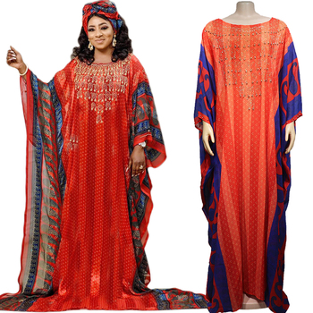 Maxi sukienka Dashiki w stylu arabskim i afrykańskim, ozdobiona diamentami, idealna na ceremonie, 2 sztuki w zestawie