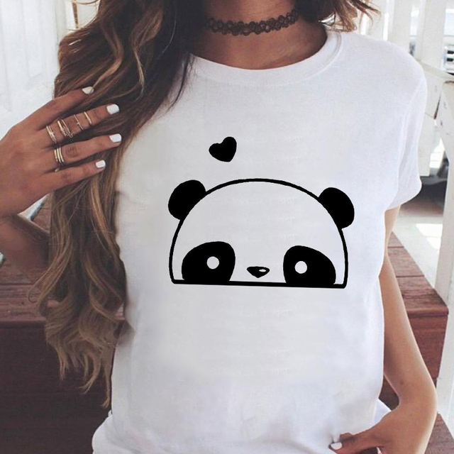 Koszulka damska Panda z krótkim rękawem - piękna, śmieszna i słodka - tanie ubrania i akcesoria