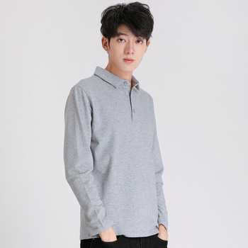 Męska polo jesienne koszulka w jednolitym kolorze o koreańskim stylu - luźna młodzieżowa, prosta, sportowa koszulka zwykła sweter chłopięcy - przystojny T-Shirt