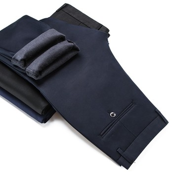 Męskie Spodnie Nieformalne - Czarne i Niebieskie Fleece z Stretchem, Idealne na Zimę 2021, Nowoczesny Slim Fit, Wygodne i Ciepłe