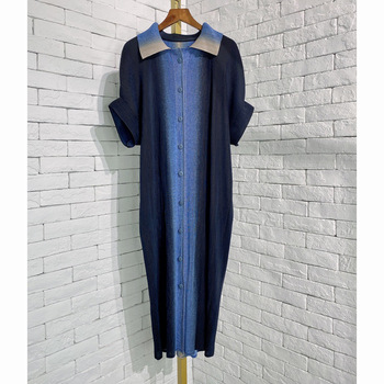 Sukienka damska plisowana Miyake z dopasowanymi kolorem i luźnym fasonem, w rozmiarze plus, casual styl