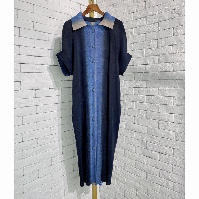 Sukienka damska plisowana Miyake z dopasowanymi kolorem i luźnym fasonem, w rozmiarze plus, casual styl - tanie ubrania i akcesoria