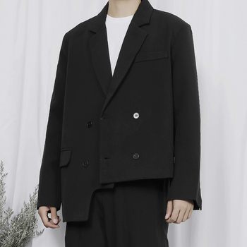 Męski płaszcz wierzchni asymetryczny dwurzędowy Design Fashion Casual