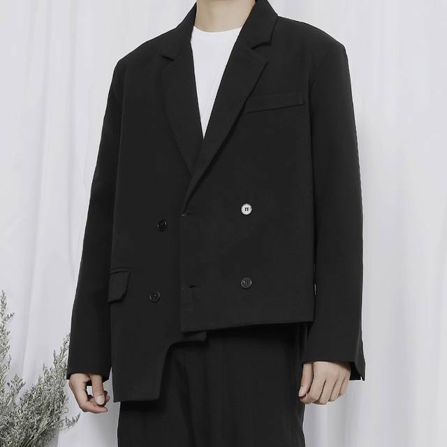 Męski płaszcz wierzchni asymetryczny dwurzędowy Design Fashion Casual - tanie ubrania i akcesoria