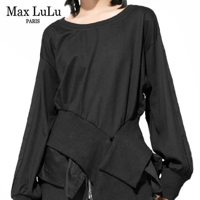 Koszulka damska Max LuLu 2021, jesienne, luźne, dorywcze, o kroju casual, czarna, z dekoltem O-neck, w nowym, europejskim stylu punk - tanie ubrania i akcesoria
