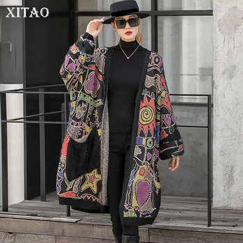 Sweter rozpinany XITAO damska moda kontrastowe kolory jesień 2021 WMD4094