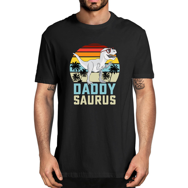 Koszulka męska Daddysaurus T Rex - śmieszny T-shirt z dinozaurem na dzień ojca - unisex - tanie ubrania i akcesoria