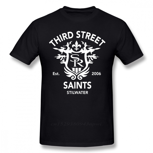 Koszulka męska Saints Row T-Shirt 3 Tribute z godłem, krótkie rękawy - 100% bawełna - tanie ubrania i akcesoria