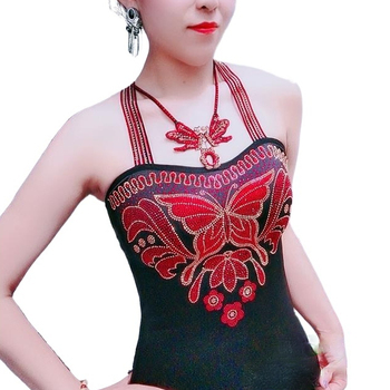 Camisole Femme Lady z kamieniami szlachetnymi - Bling Camis z motywem motyla