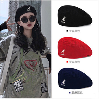 Koreański beret z siateczką 2021 dla kobiet - wszechstronny kapelusz z przodu, w stylu malarza, na lato, w jednolitym kolorze