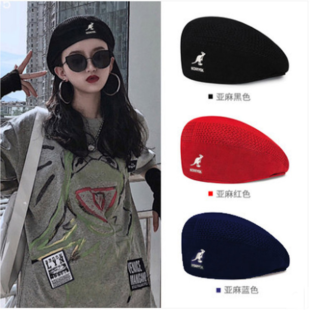 Koreański beret z siateczką 2021 dla kobiet - wszechstronny kapelusz z przodu, w stylu malarza, na lato, w jednolitym kolorze - tanie ubrania i akcesoria