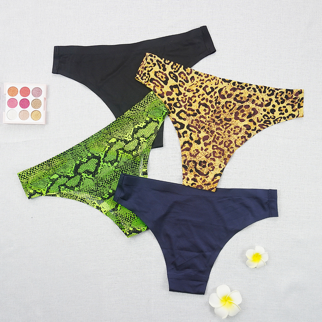 Stringi damskie Leopard - bielizna bezszwowa tangas z wężowym wzorem, gorące brazylijskie figi w stylu Ice - tanie ubrania i akcesoria