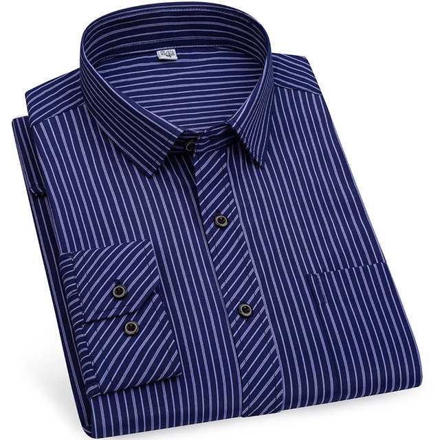 Męskie bawełniane koszule z długim rękawem w paski S-4XL - eleganckie i modny wybór na wiosnę i jesień - tanie ubrania i akcesoria