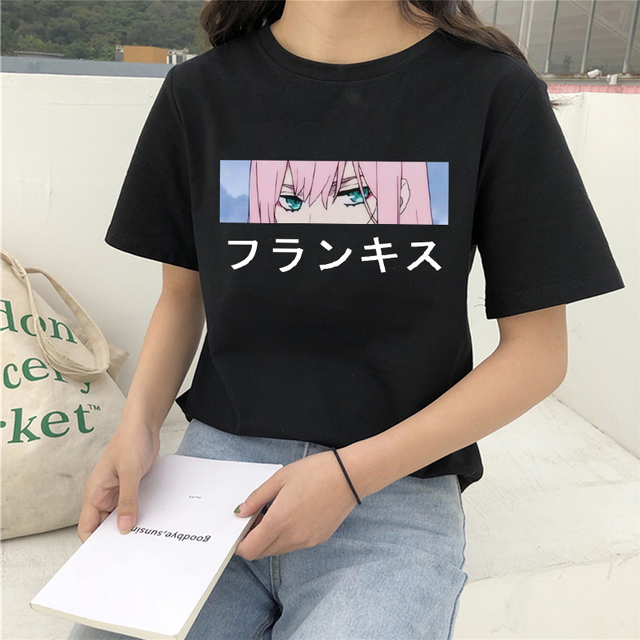 Damskie koszulki anime Darling in the Franxx Zero Two z krótkim rękawem valentine Kawaii Top Harajuku y2k dropshipping - tanie ubrania i akcesoria