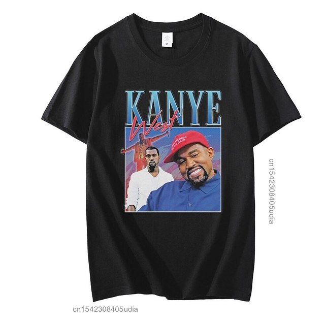 Koszulka męska z grafiką Kanye West z lat 90. Streetwear oversize vintage bawełna - tanie ubrania i akcesoria