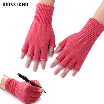 Zimowe rękawiczki Half Finger - rękawiczki damskie rozpinane na palcach do jazdy, wykonane z dzianiny Knitting, dropshipping 2019