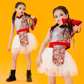 Kostiumy sceniczne w stylu chińskim dla dziewczynek: Hip Hop, Jazz Dance, cheerleaderki – Rave DN10247