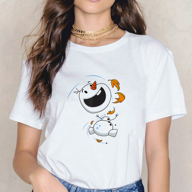 Koszula damska Olaf na wietrze - motyw Anime lato Kawaii Disney mrożone estetyczne - tanie ubrania i akcesoria