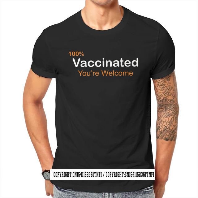 T-shirt męski Harajuku 2021 - 100% szczepione i przetrwane [O Neck, grafika, luźne, wysoka jakość] - tanie ubrania i akcesoria