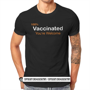 T-shirt męski Harajuku 2021 - 100% szczepione i przetrwane [O Neck, grafika, luźne, wysoka jakość]