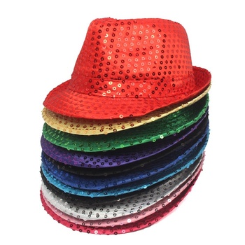 Jazzowy kapelusz rodzic-dziecko z cekinami w jednym kolorze - Top taneczny fedora