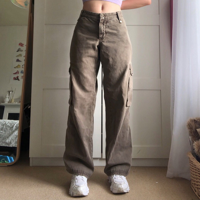 Kobiece, retro spodnie capri z wysokim stanem i kieszeniami denim Y2K 2021 - tanie ubrania i akcesoria