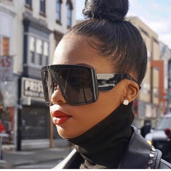 Okulary przeciwsłoneczne unisex marki, duża czarna tarcza, kwadratowe oprawki 2020