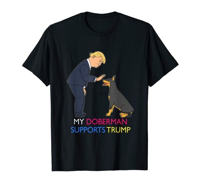 Koszulka męska z wizerunkiem Dobermana, wspierająca prezent dla Trumpa - tanie ubrania i akcesoria