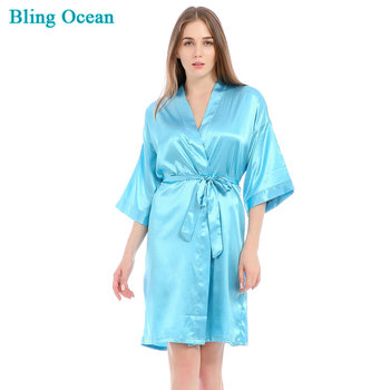 Damskie satynowe kimono szlafrok ślubne dla panny młodej i druhen