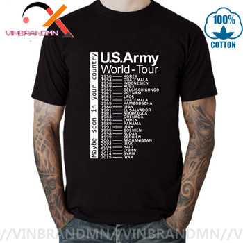 Koszulka męska z motywem Amerykańskiej Armii Światowej: trasa 2020, śmieszny wzór wojskowy, modny rockowy t-shirt
