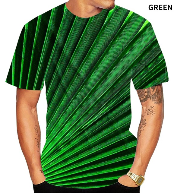 Męska koszulka New Arrival Popular Hip Hop z motywem liścia, krótki rękaw, 3D Printing, dostępna w rozmiarach S-4XL Summer Fashion - tanie ubrania i akcesoria