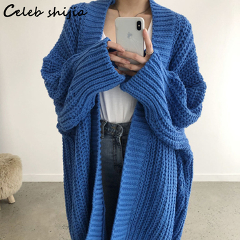 Niebieski sweter rozpinany koreański styl jesień 2021 Vintage luźny płaszcz streetwear